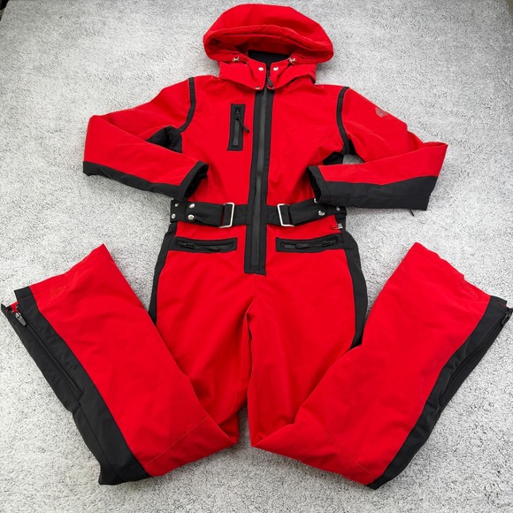 NILS Jackets & Blazers - NILS Ski Suit Women 4 Red Black Waterproof Breathable Hooded Belted One Piece